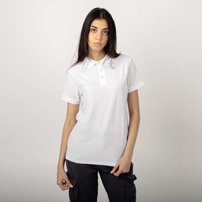 Polo mezza manica in polycotton, bianco - Los angeles cod. NK211