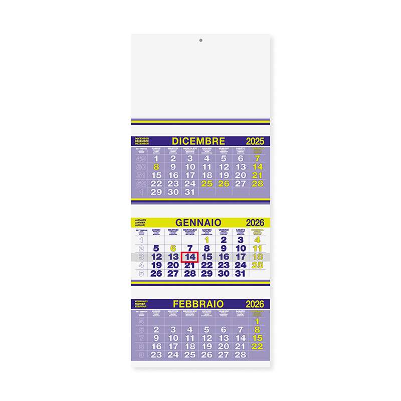 Calendario trittico fluo da personalizzare - cod. PA500