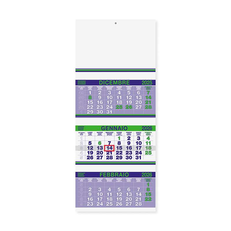Calendario trittico fluo da personalizzare - cod. PA500