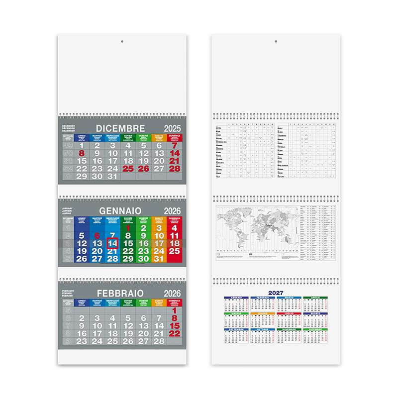 Calendario trittico 2027 a tre spirali - PA516