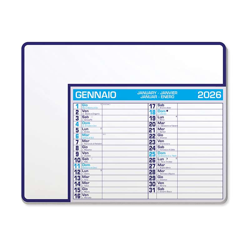 Tappetino mouse calendario - Calendar pad edge cod. PA782