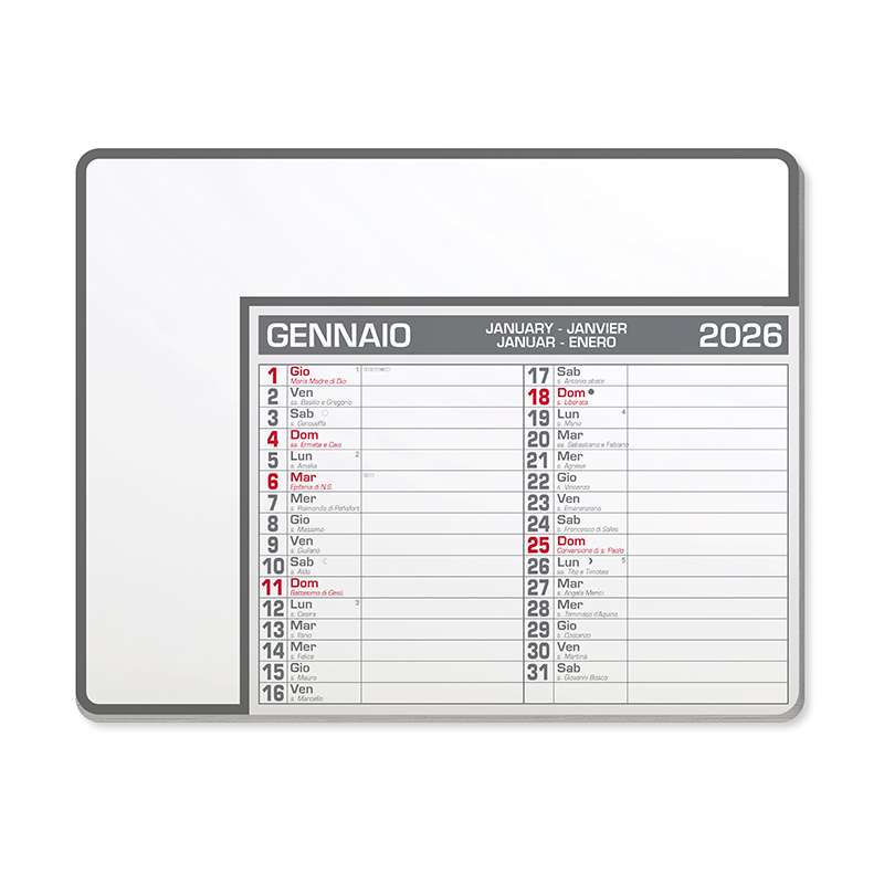 Tappetino mouse calendario - Calendar pad edge cod. PA782