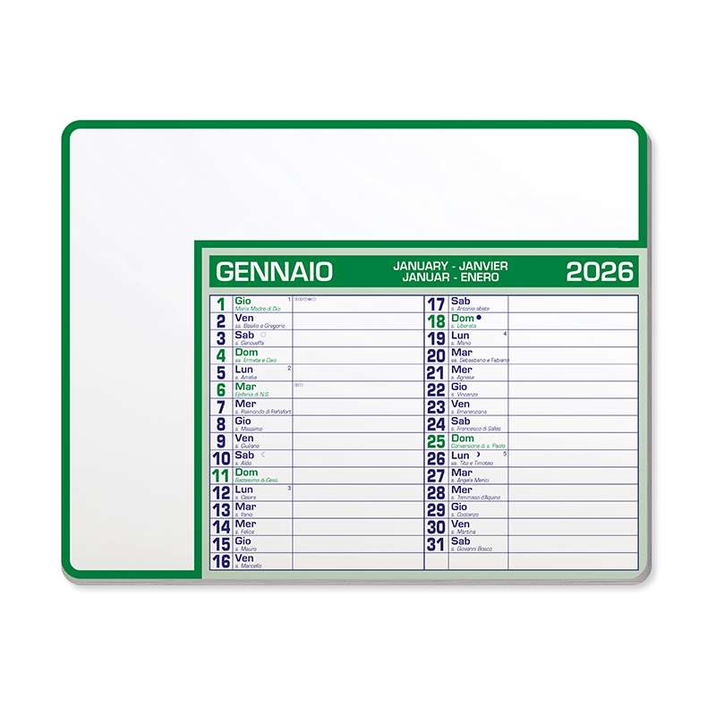 Tappetino mouse calendario - Calendar pad edge cod. PA782