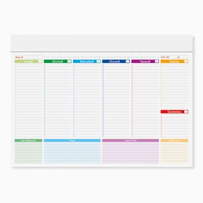 Testata cartoncino bianco - Mini planning multicolor cod. PA806