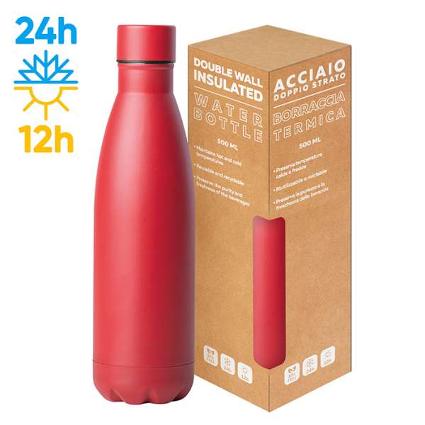 Borraccia in acciaio inox 304/201 - Steel mat bottle 500 flat cod. PC416