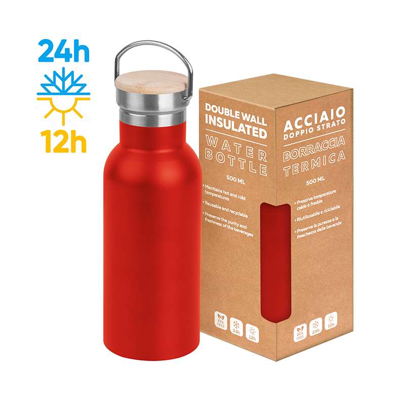 Borraccia in acciaio da 500 ml con stampa logo - cod. PC431