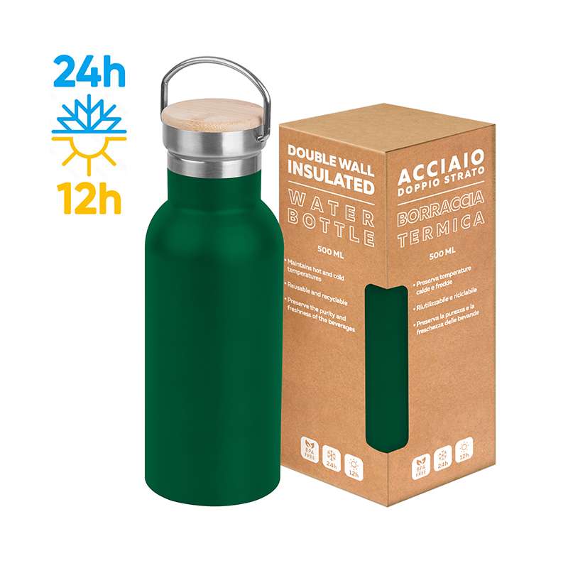 Borraccia in acciaio da 500 ml con stampa logo - cod. PC431