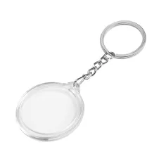 Portachiavi tondo con struttura in plastica trasparente - Round label cod. PE136