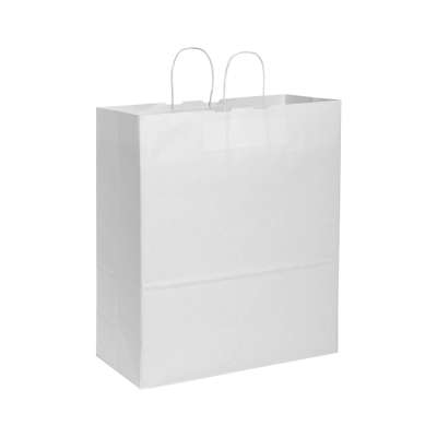 Shopper bianche con stampa logo f.to 36x41x12 cm. - cod. PG038