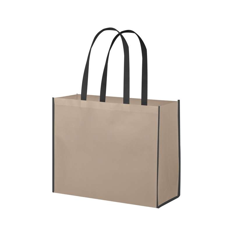 Borse in tnt con manici lunghi stampate con logo f.to 45x40x18 cm. - cod. PG147