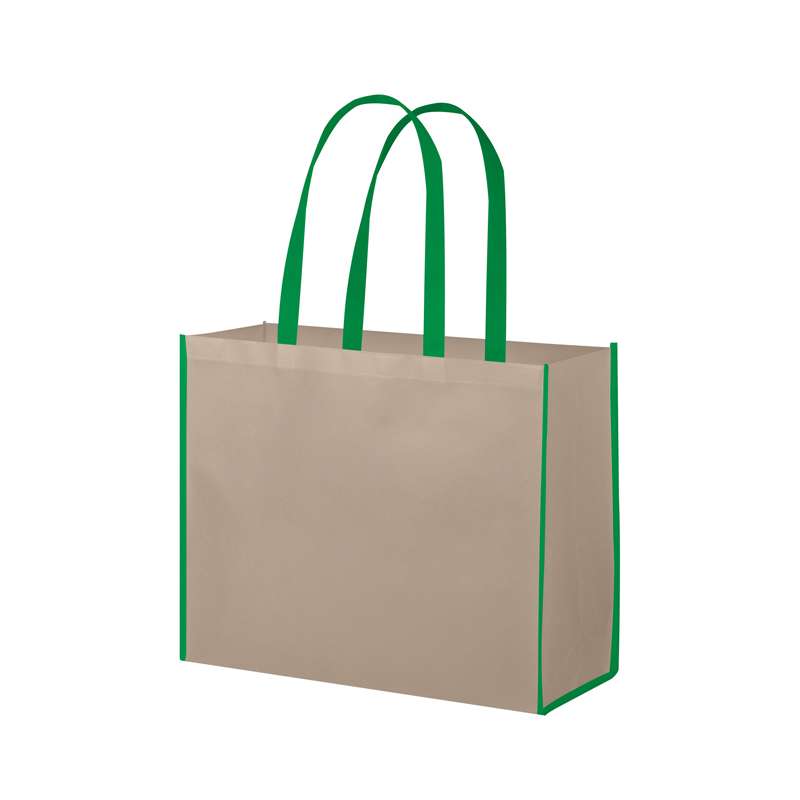 Borse in tnt con manici lunghi stampate con logo f.to 45x40x18 cm. - cod. PG147