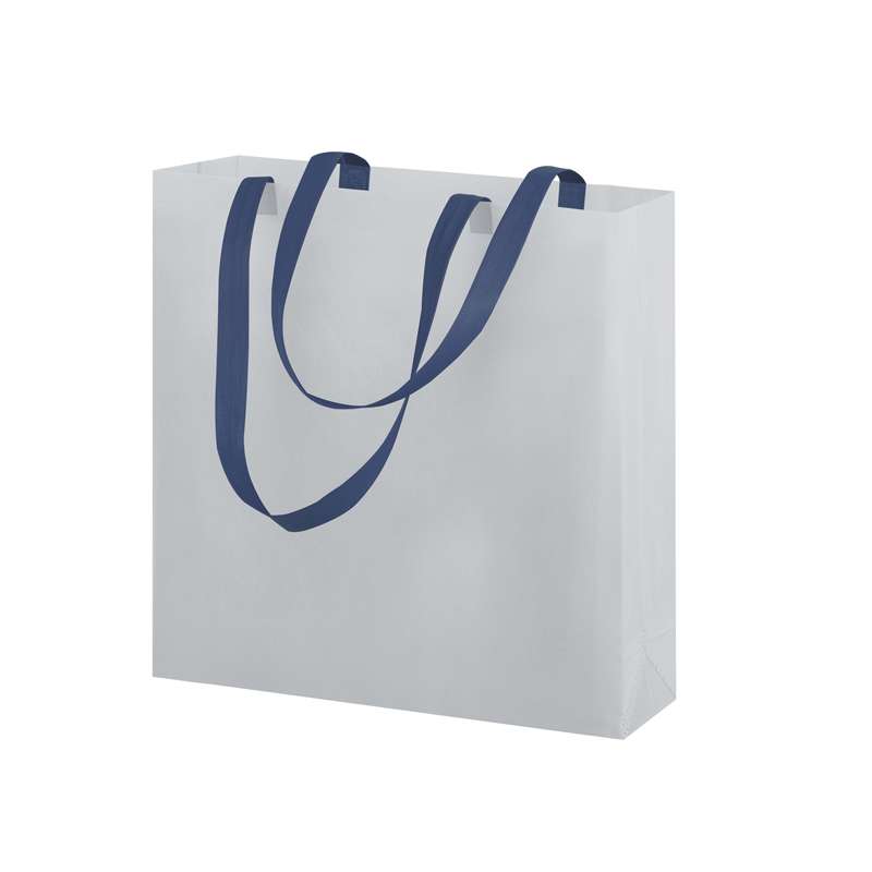 Borsa in tnt con manici lunghi con scritte f.to 38x42 cm. - cod. PG161