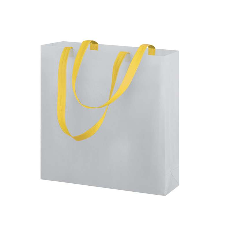 Borsa in tnt con manici lunghi con scritte f.to 38x42 cm. - cod. PG161