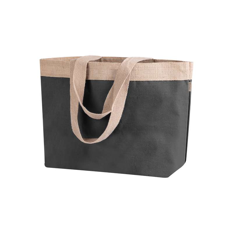 Borsa in cotone laminato e juta f.to 48x35x15 cm. - cod. PG248