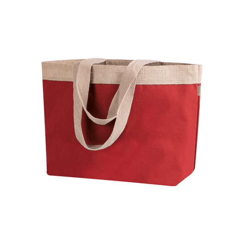 Borsa in cotone laminato e juta f.to 48x35x15 cm. - cod. PG248