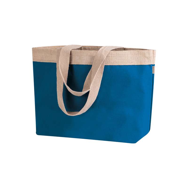 Borsa in cotone laminato e juta f.to 48x35x15 cm. - cod. PG248