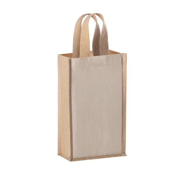 Borsa porta bottiglia in cotone e juta laminata - Double present cod. PG446