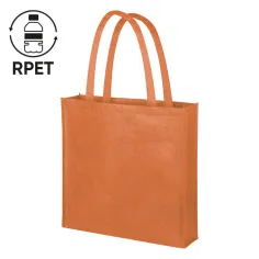Borsa in tnt con manici lunghi con logo e scritte f.to 38x42x8 cm.