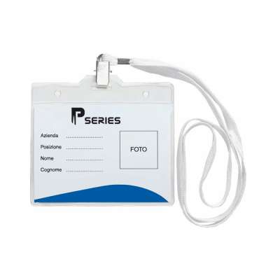 Portabadge con nastrino e clip nichelata - Conference cod. PH544