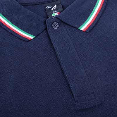 Polo mezza manica cotone piquet pettinato con profili tricolore - Polo italy cod. PM370