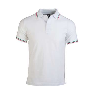 Polo mezza manica cotone piquet pettinato con profili tricolore - Polo italy cod. PM370