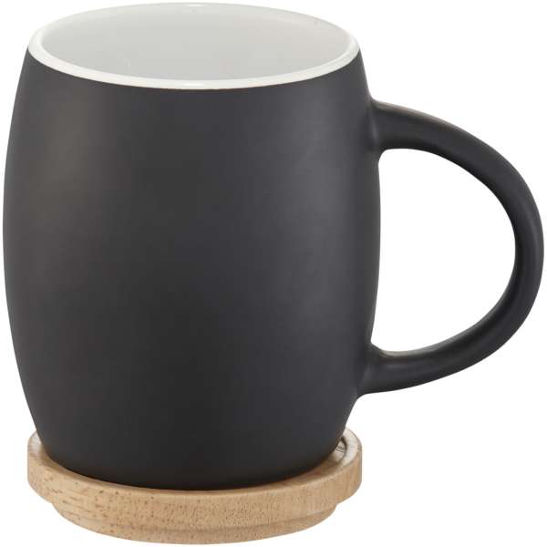 Tazza in ceramica Heart con coperchio in legno da 400 ml - cod. P100466