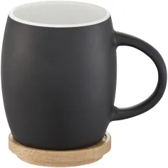 Tazza in ceramica con coperchio in legno da 400 ml