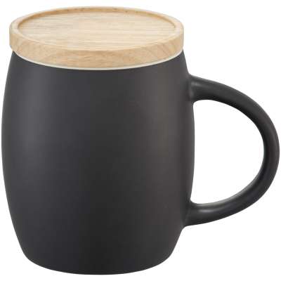 Tazza in ceramica Heart con coperchio in legno da 400 ml - cod. P100466