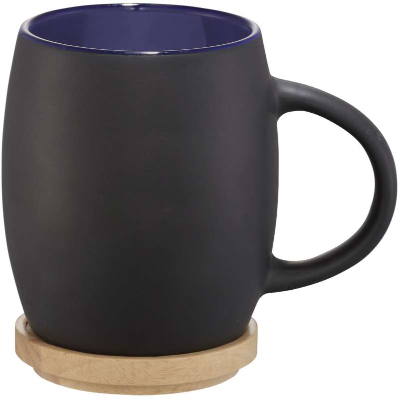 Tazza in ceramica con coperchio in legno da 400 ml - cod. P100466