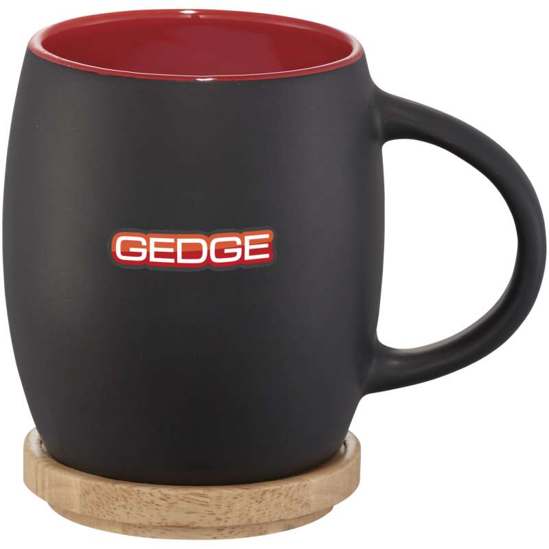 Tazza in ceramica con coperchio in legno da 400 ml - cod. P100466