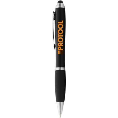 Penna a sfera con stylus e impugnatura nera Nash (inchiostro nero) - cod. P106392