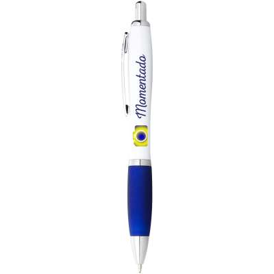 Penna a sfera con fusto bianco e impugnatura colorata Nash (inchiostro blu) - cod. P106900