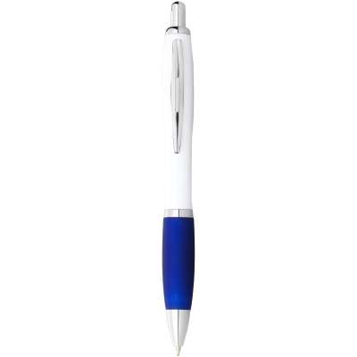 Penna a sfera con fusto bianco e impugnatura colorata Nash (inchiostro blu) - cod. P106900