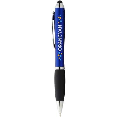 Penna a sfera colorata con stylus e impugnatura nera Nash (inchiostro blu) - cod. P106903