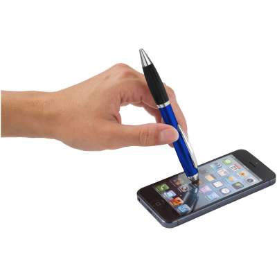 Penna a sfera colorata con stylus e impugnatura nera Nash (inchiostro blu) - cod. P106903