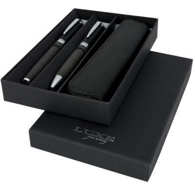 Set regalo con coppia di penne e sacchetto Carbon (inchiostro nero) - cod. P107110
