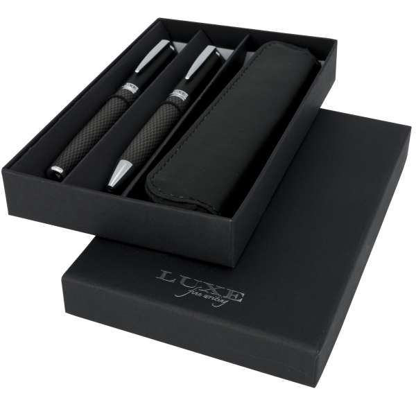 Set regalo con coppia di penne e sacchetto Carbon (inchiostro nero) - cod. P107110