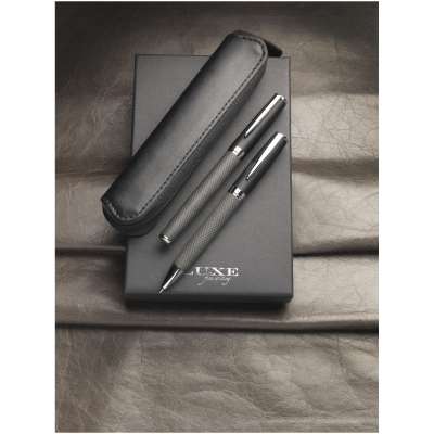 Set regalo con coppia di penne e sacchetto Carbon (inchiostro nero) - cod. P107110