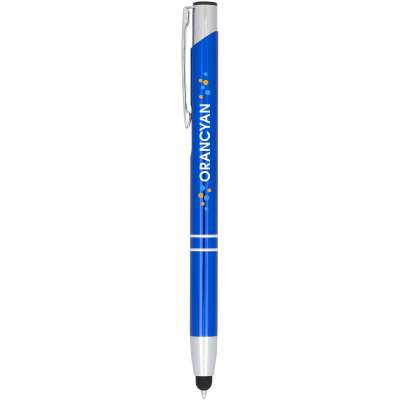Penna a sfera metallica con stylus Moneta (inchiostro blu) - cod. P107298