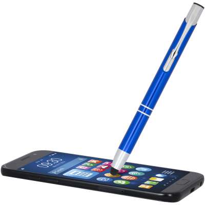 Penna a sfera metallica con stylus Moneta (inchiostro blu) - cod. P107298