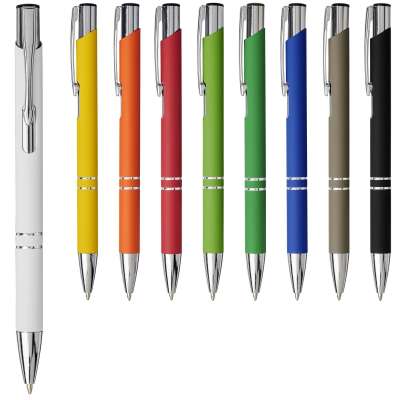 Penna a sfera a scatto Moneta soft touch (inchiostro nero) - cod. P107437 Penna a sfera a scatto Moneta soft touch (inchiostro nero) - cod. P107437