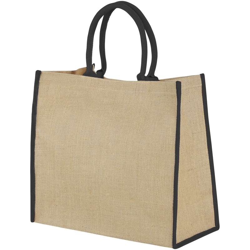 Shopper in juta stampate con scritte f.to 40x35x20 cm. - cod. P120182