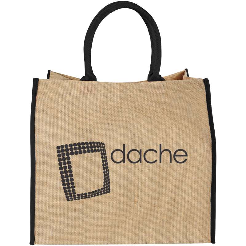 Shopper in juta stampate con scritte f.to 40x35x20 cm. - cod. P120182