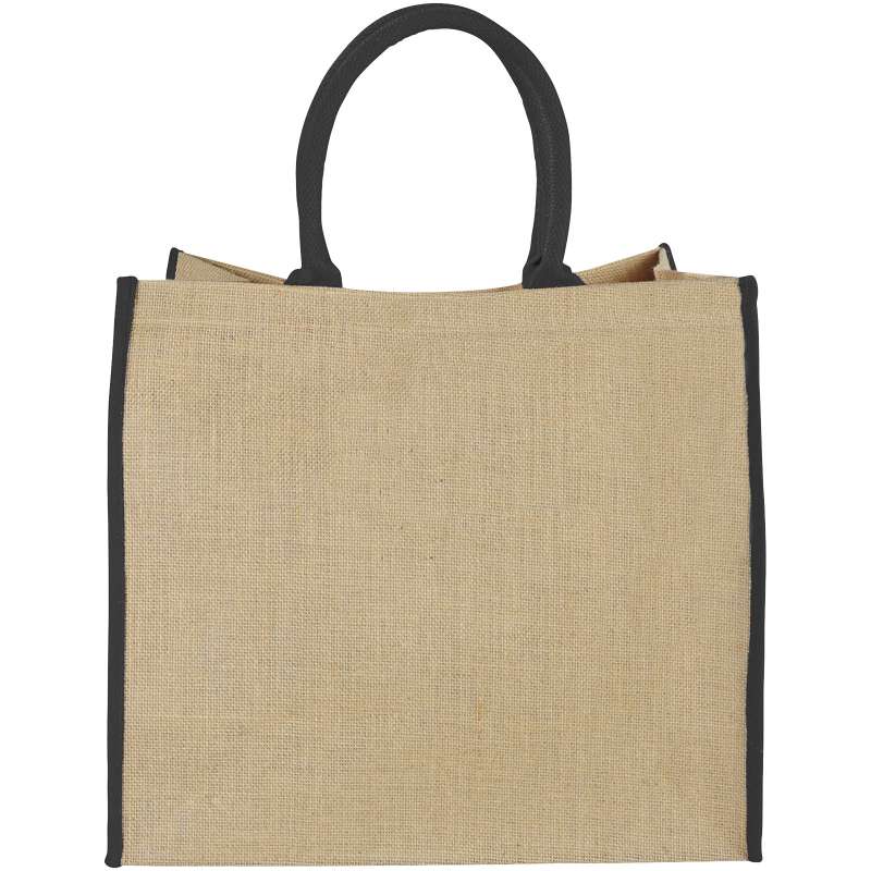 Shopper in juta stampate con scritte f.to 40x35x20 cm. - cod. P120182
