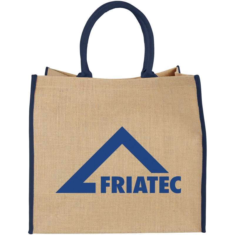 Shopper in juta stampate con scritte f.to 40x35x20 cm. - cod. P120182