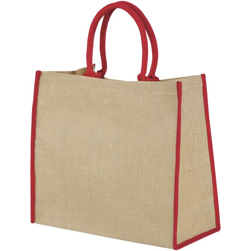 Shopper in juta stampate con scritte f.to 40x35x20 cm. - cod. P120182