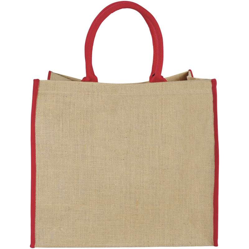 Shopper in juta stampate con scritte f.to 40x35x20 cm. - cod. P120182