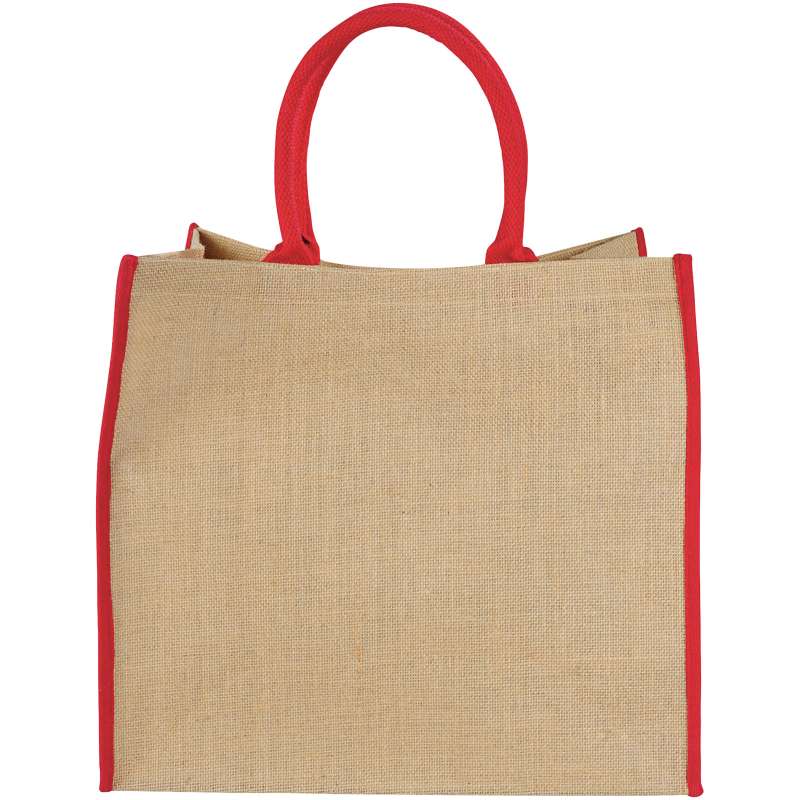 Shopper in juta stampate con scritte f.to 40x35x20 cm. - cod. P120182