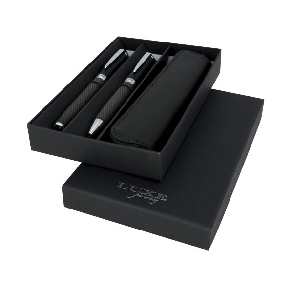 Set regalo con coppia di penne e sacchetto Carbon (inchiostro nero) - cod. P107110