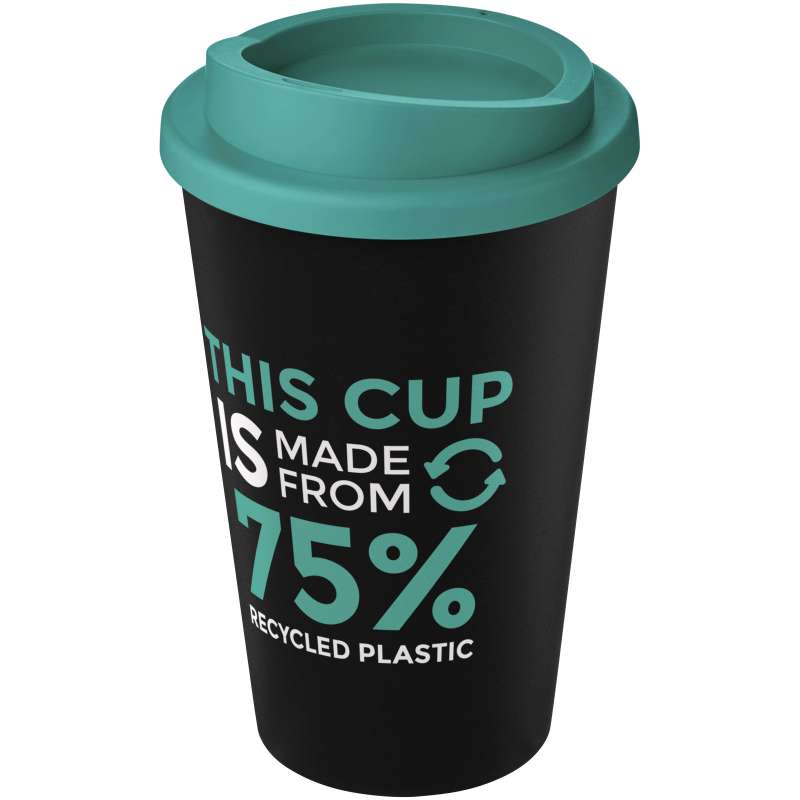Bicchiere termico con logo da 350 ml in plastica riciclata - cod. P210422